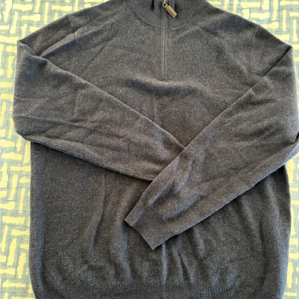 Christian Lacroix Navy Blue Cashmere Zip-Up Sweater